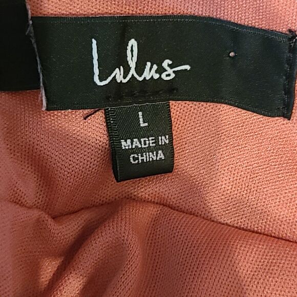 New LULUS Women's (L) Soiree Celebration Rusty Rose Ruffled Lace-Up Maxi Dress - Picture 10 of 15